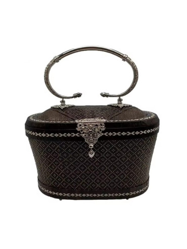 black, silver handle